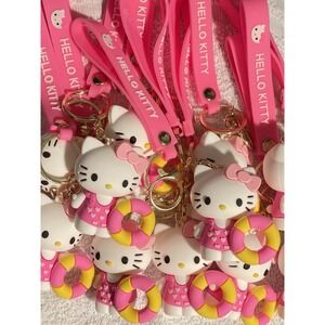 Handmade Hello Kitty Summer Pool Float Kawaii Wristlet Keychain